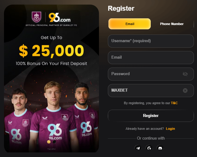 96.com MAXBET Promo Code